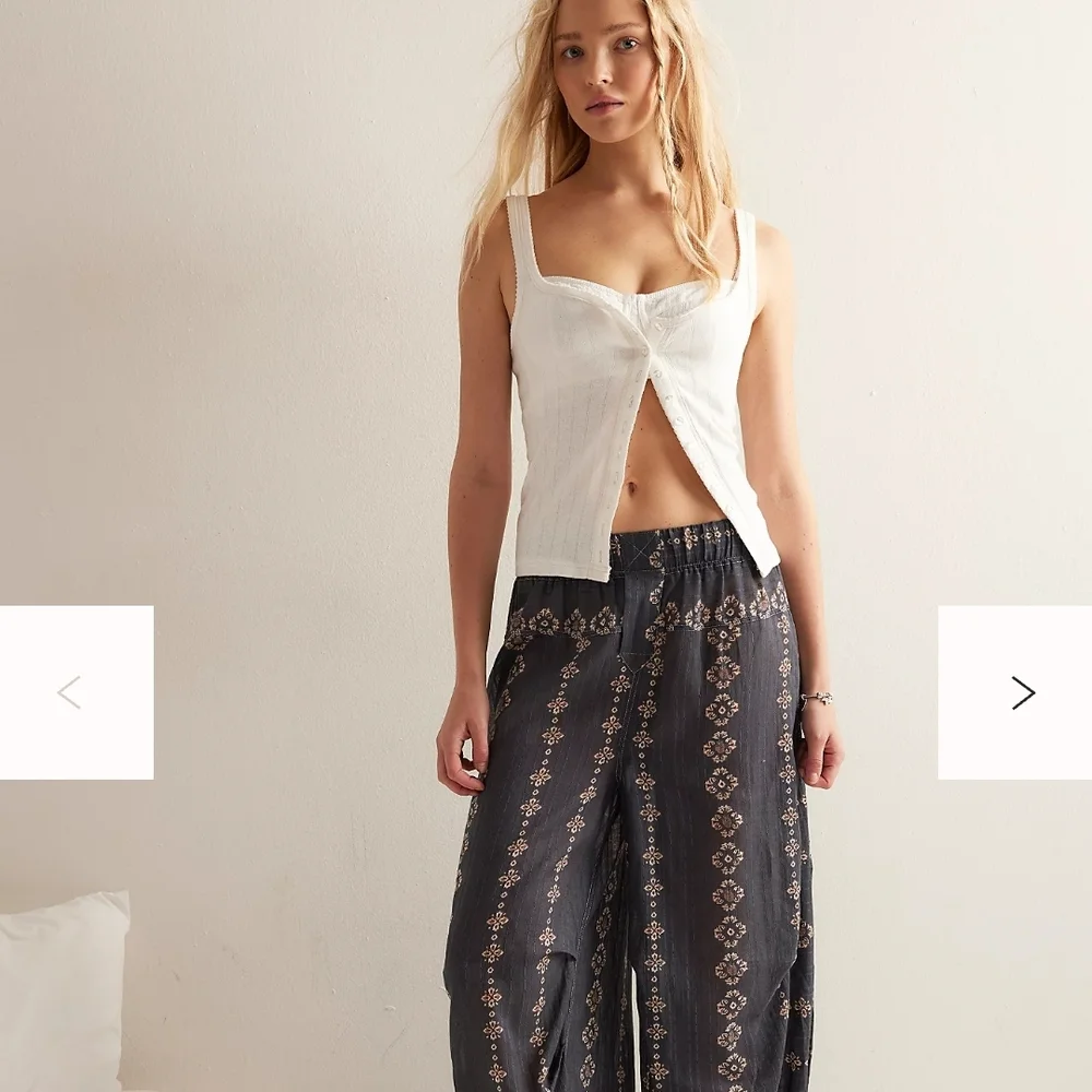 NWT Free People Come Over Printed Pants Charcoal Combo XS - Picture 1 of 10